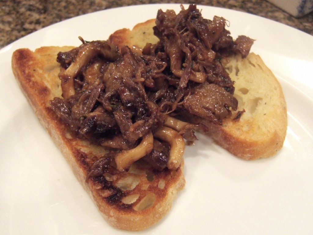 Braised oxtail and Mushroom Tartine