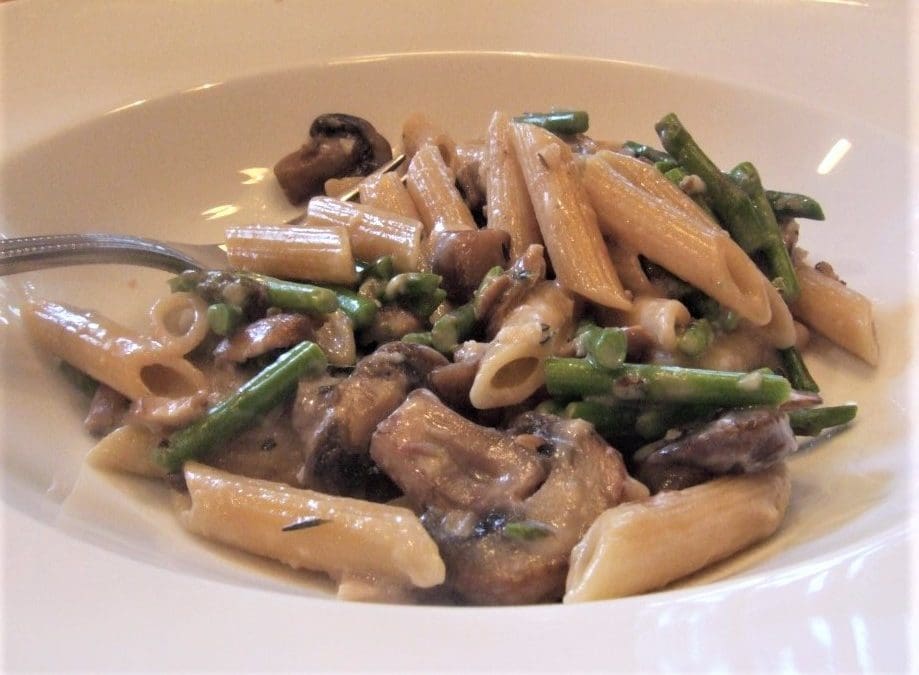 Off Topic: Creamy Skillet Penne with Mushrooms and Asparagus