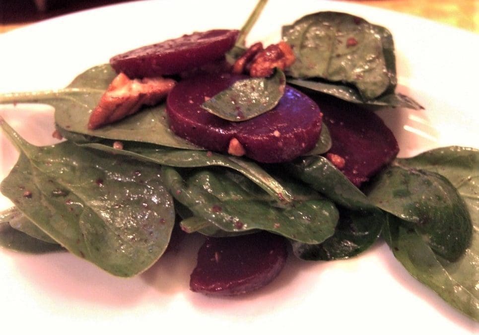 Perfect One-Dish Dinners: Baby Spinach with Beets and Toasted Walnuts