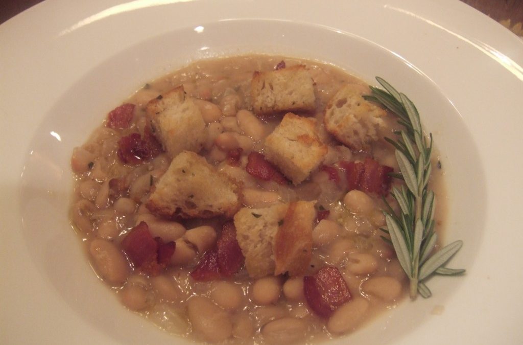 Off Topic: White Bean Soup with Rosemary Croutons