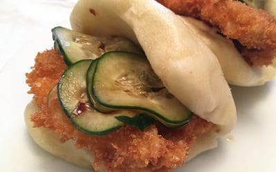 Schnitzel Bao with Sriracha Mayo and Sesame Pickles