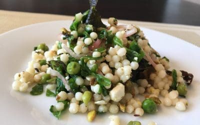 Israeli Couscous with Lemon, Mint, Peas, Feta and Pickled Shallots