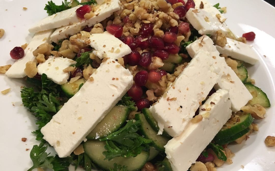 Parsley-Cucumber Salad with Feta, Pomegranate and Walnuts