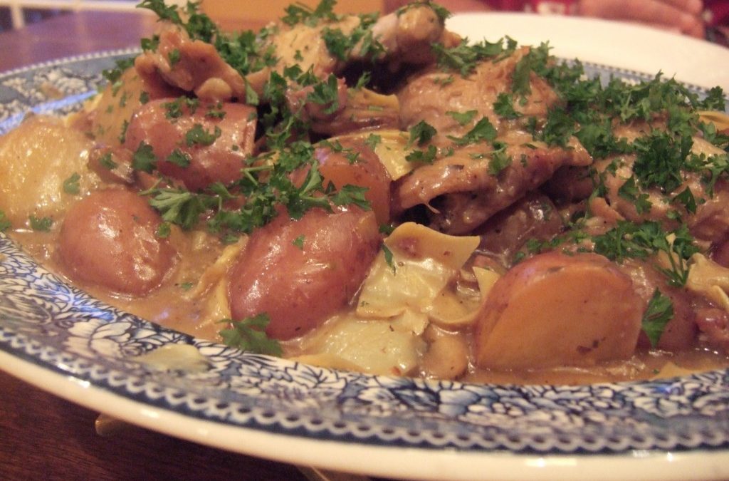 Perfect One-Dish Dinners: Coq au Vin Blanc with Spring Vegetables